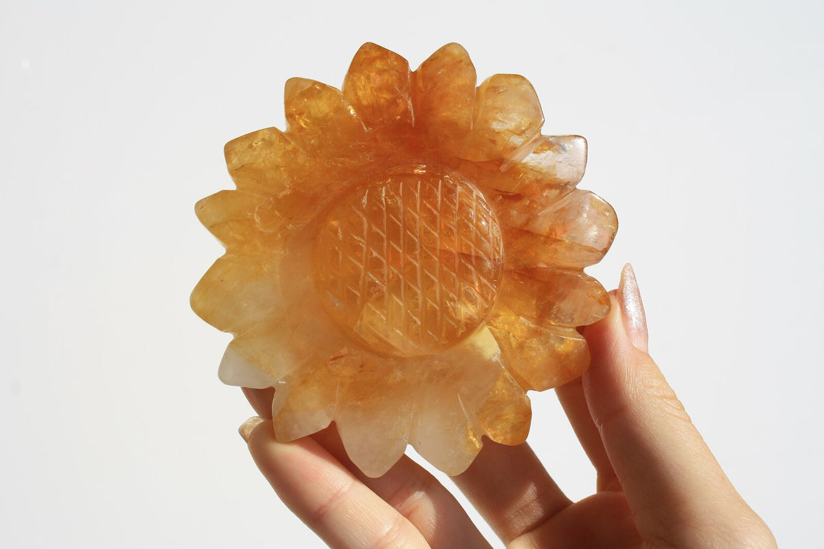 hand carved crystal sunflower