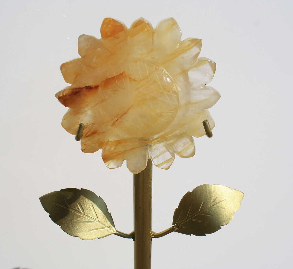 Hand-carved Sunflower on 14" Golden Stand by Breno