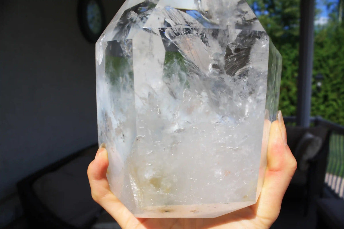 Natural quartz with amphibole inclusions, Blue Amphibole Quartz, Angel wing quartz