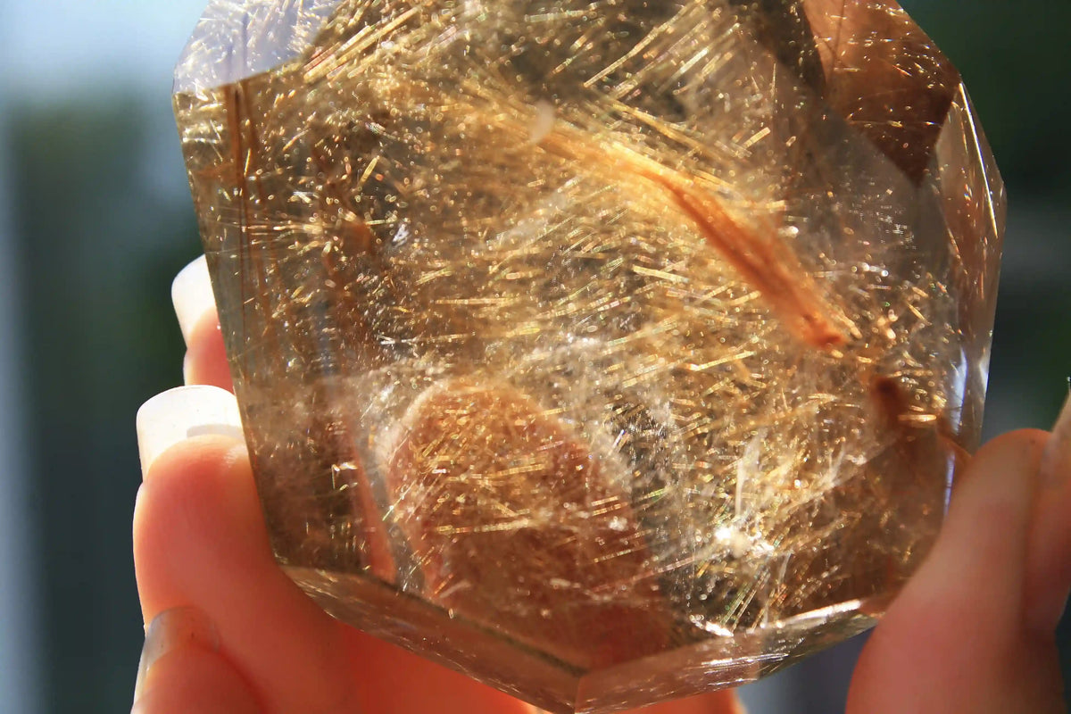 golden rutile in quartz, quartz crystal , quartz freeform, rutile quartz crystal, canadian crystal shop