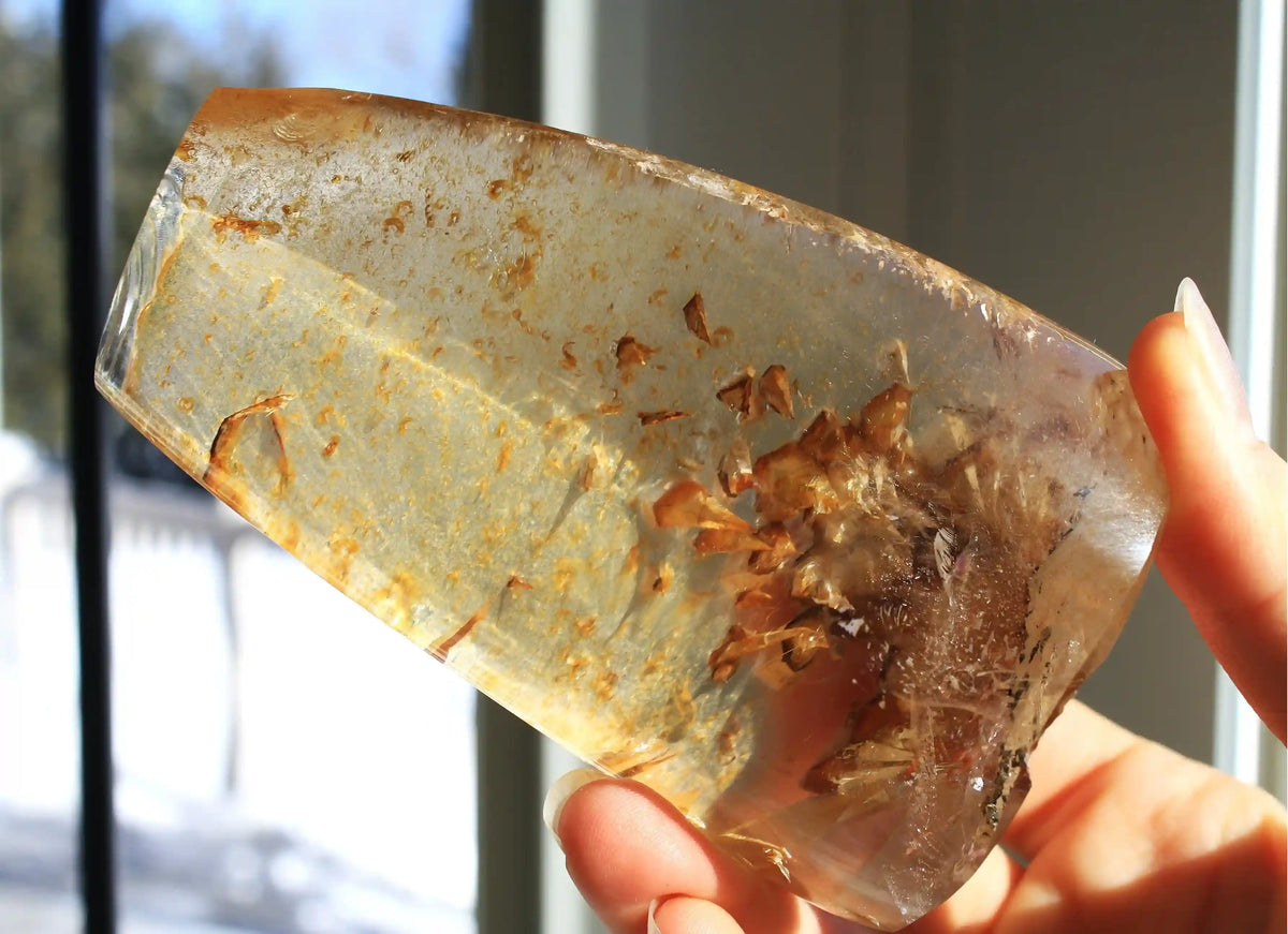 Garden quartz, unique inclusion quartz, penetrator quartz, inner child quartz, crystal shop, Canadian crystal shop, inclusion crystal