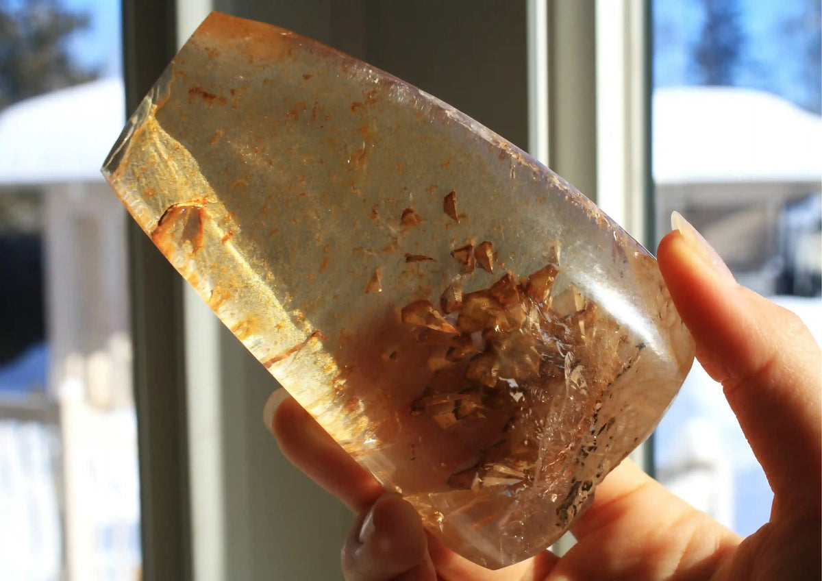 Garden quartz, unique inclusion quartz, penetrator quartz, inner child quartz, crystal shop, Canadian crystal shop, inclusion crystal