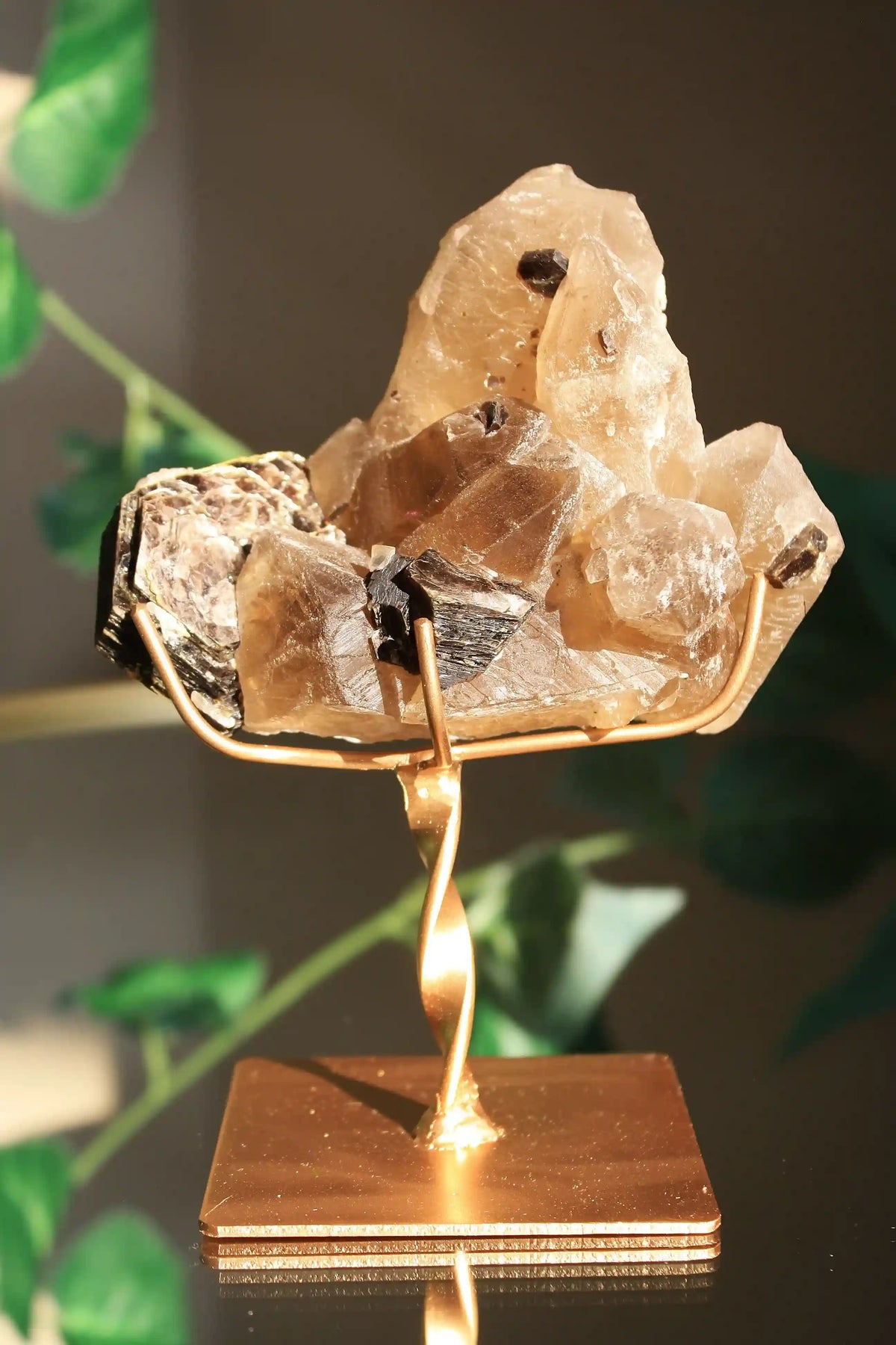 Citrine tower, real citrine, citrine with rutile, rutile citrine tower, citrine from brazil, Canadian crystal shop, citrine with lepidolite