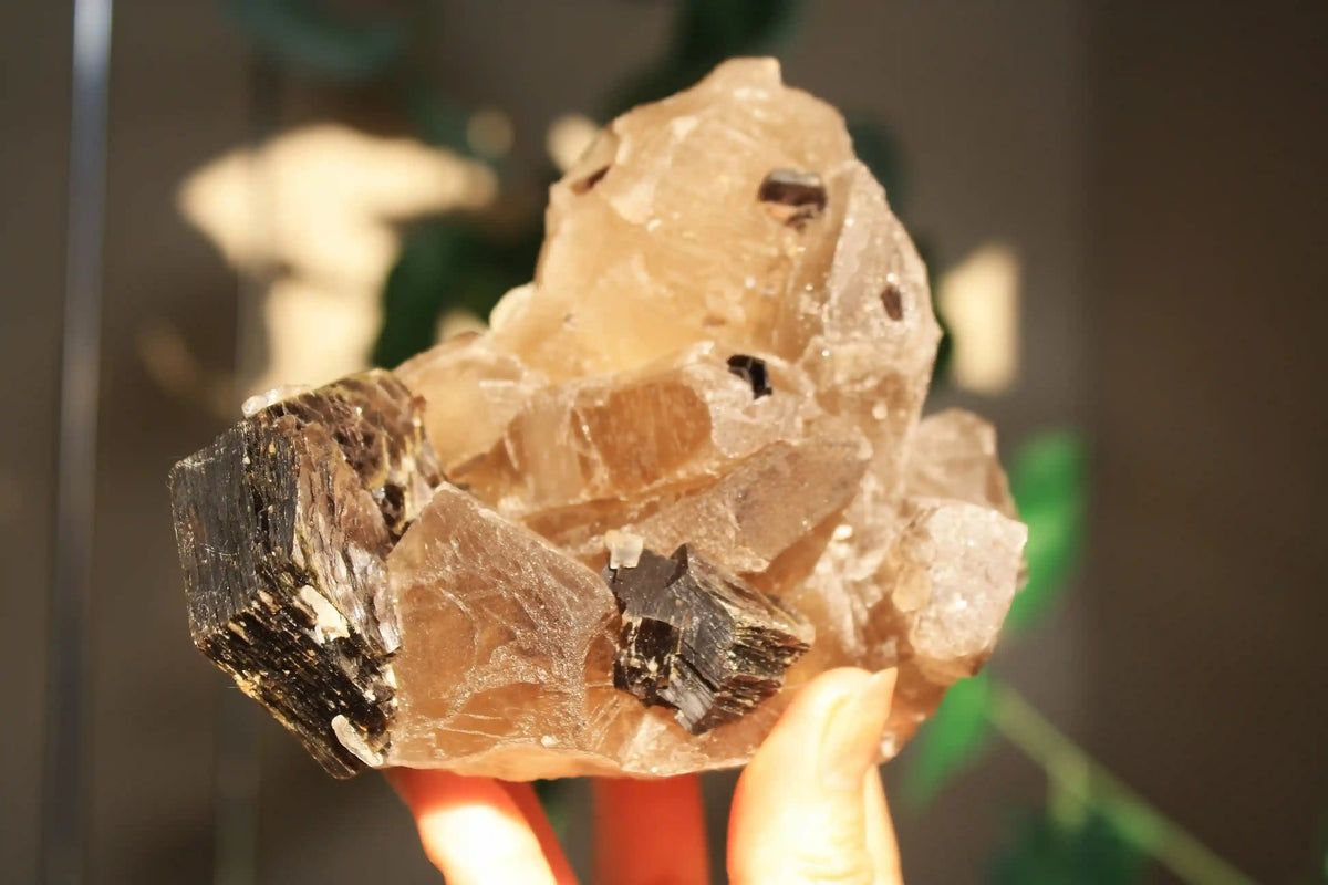 Citrine tower, real citrine, citrine with rutile, rutile citrine tower, citrine from brazil, Canadian crystal shop, citrine with lepidolite, citrine with mica