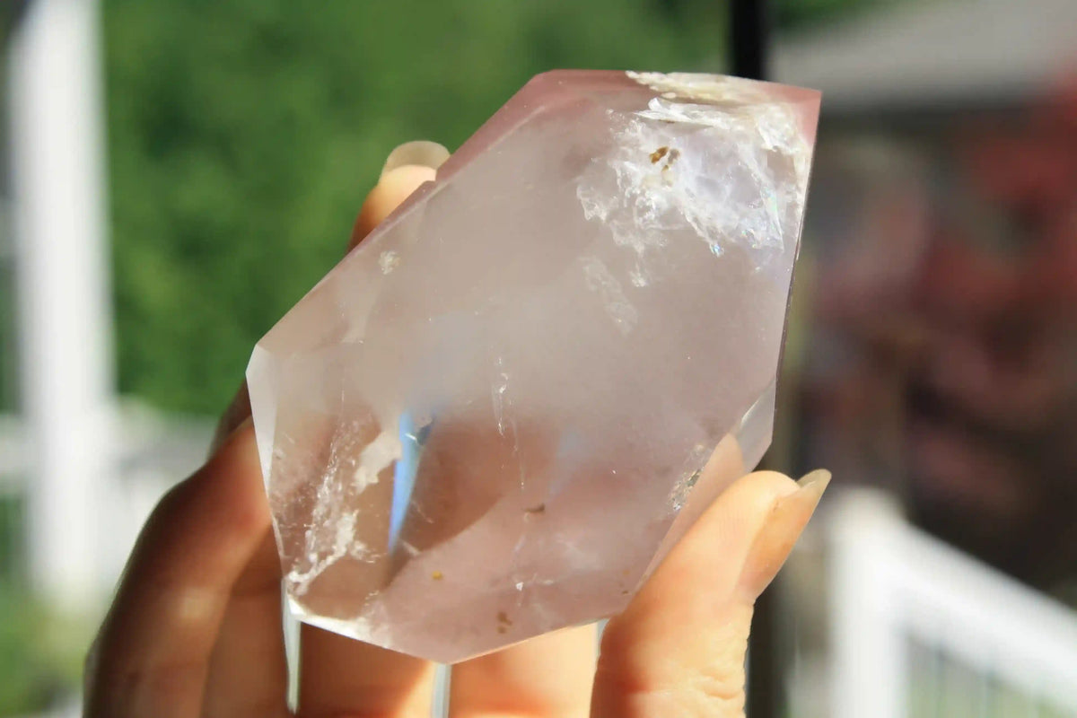 Pink Lithium Quartz with Amphibole