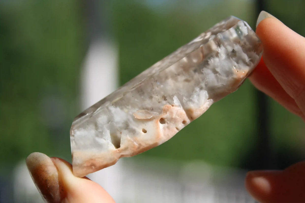 Rare Coral Amphibole Quartz Freeform