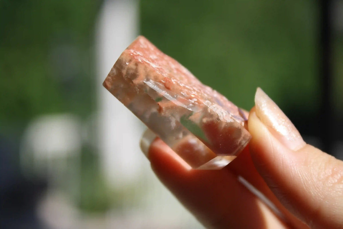 Rare Coral Amphibole Quartz Freeform