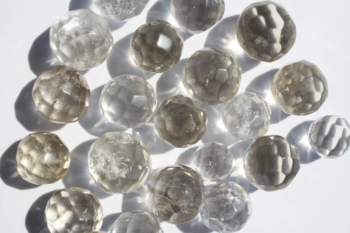 Faceted Lemurian Mini Sphere, crystal sphere, lemurian quartz, lemurian seed quartz, lemurian crystal, polished lemurian
