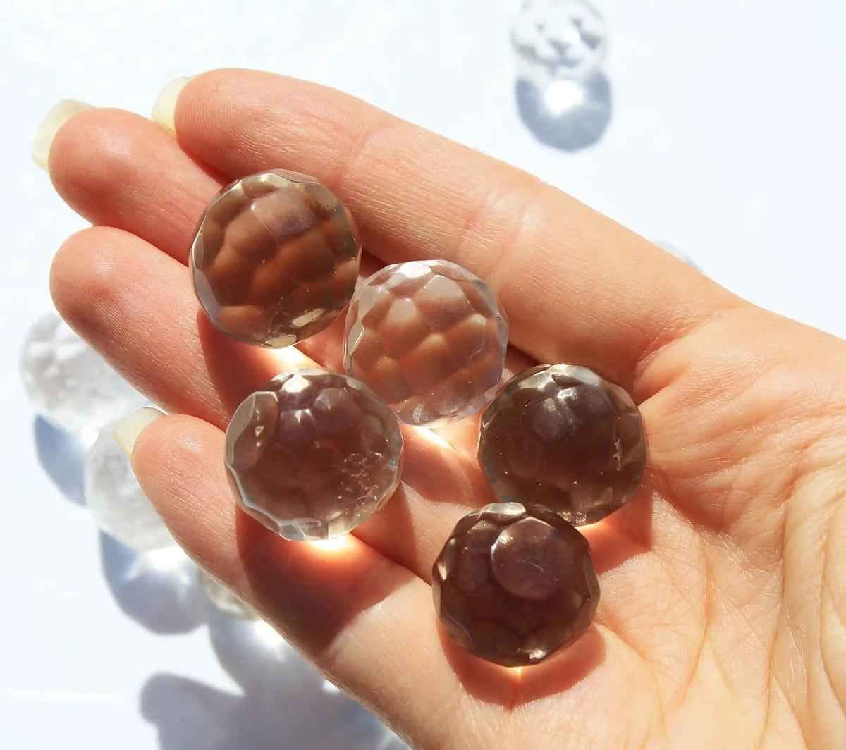 Faceted Lemurian Mini Sphere, crystal sphere, lemurian quartz, lemurian seed quartz, lemurian crystal, polished lemurian