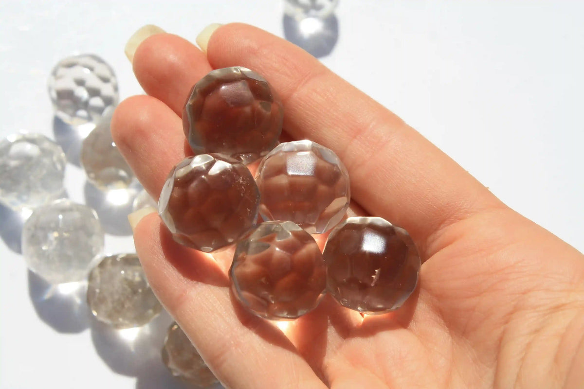 Faceted Lemurian Mini Sphere, crystal sphere, lemurian quartz, lemurian seed quartz, lemurian crystal, polished lemurian