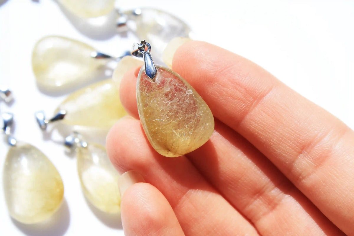 Rutile quartz pendant, crystal pendant, crystal jewellery, crystal necklace, rutile quartz pendant, rutile quartz necklace