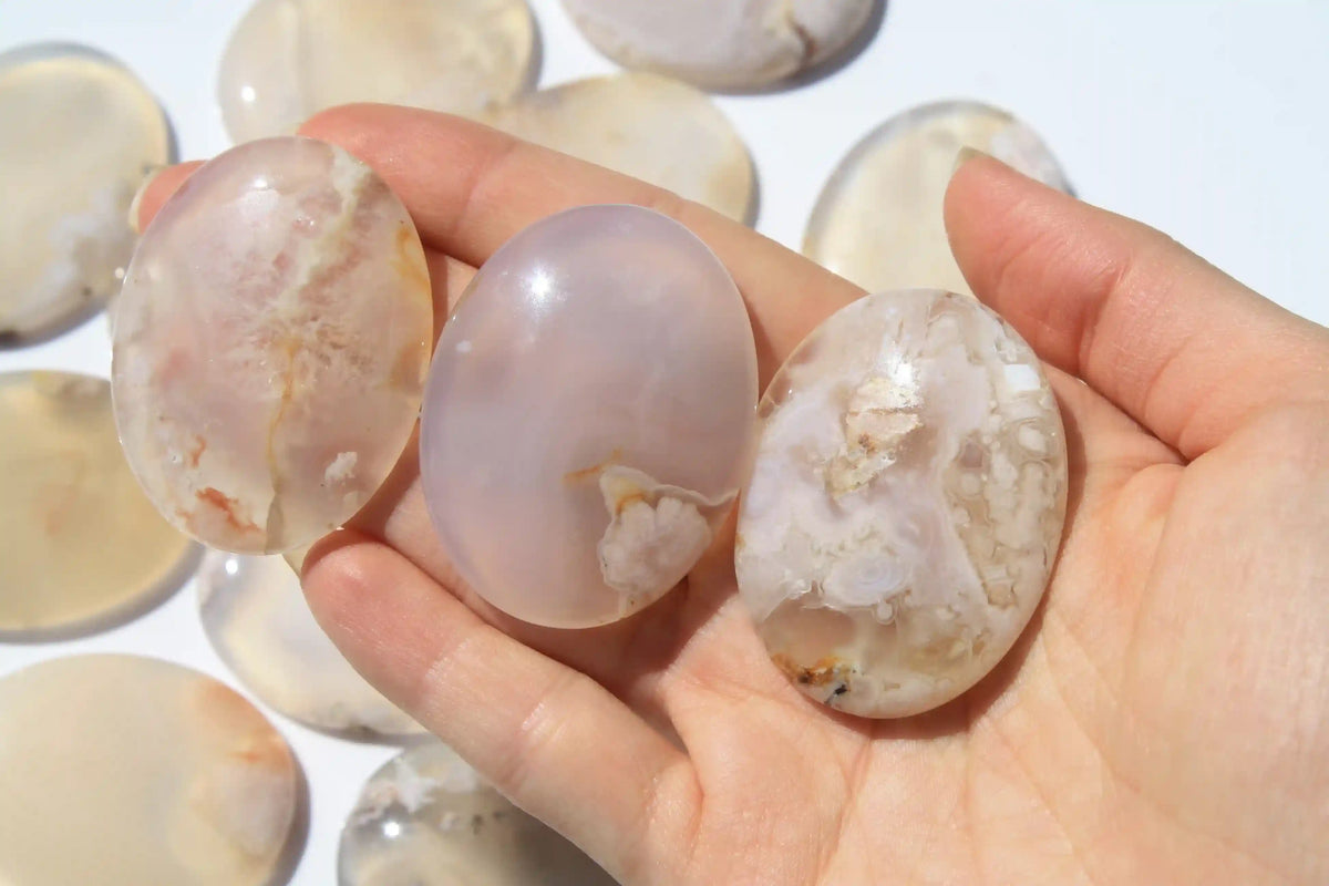 Sakura Flower Agate Worry Stone