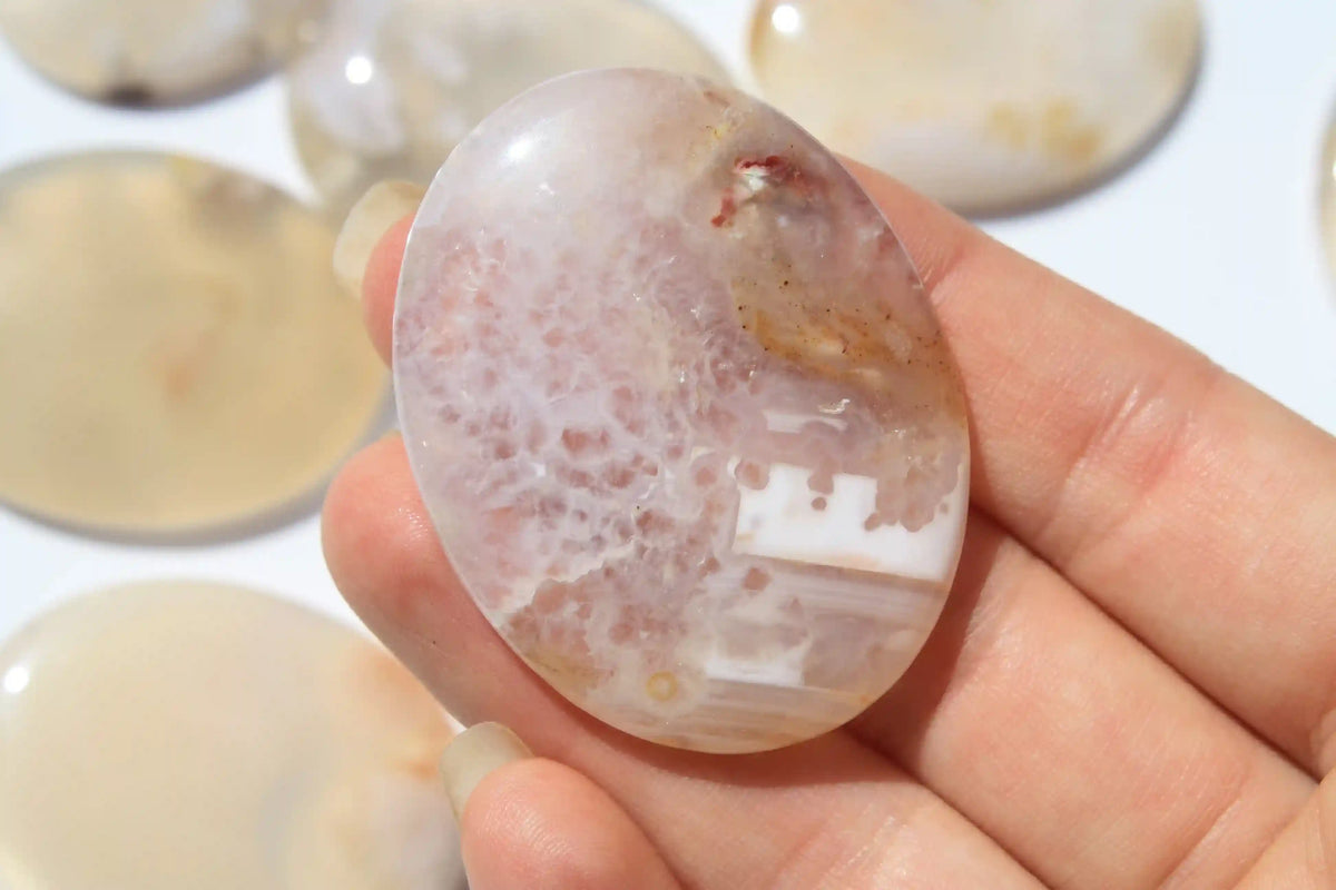 Sakura Flower Agate Worry Stone