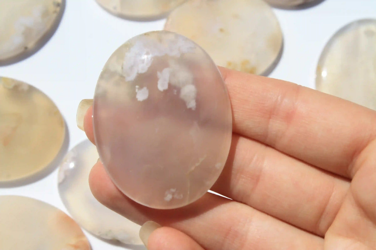 Sakura Flower Agate Worry Stone