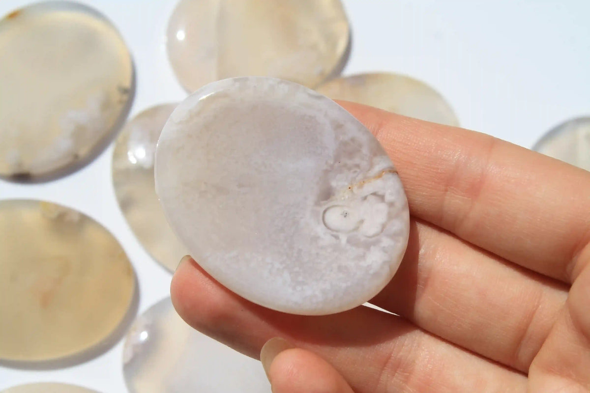 Sakura Flower Agate Worry Stone