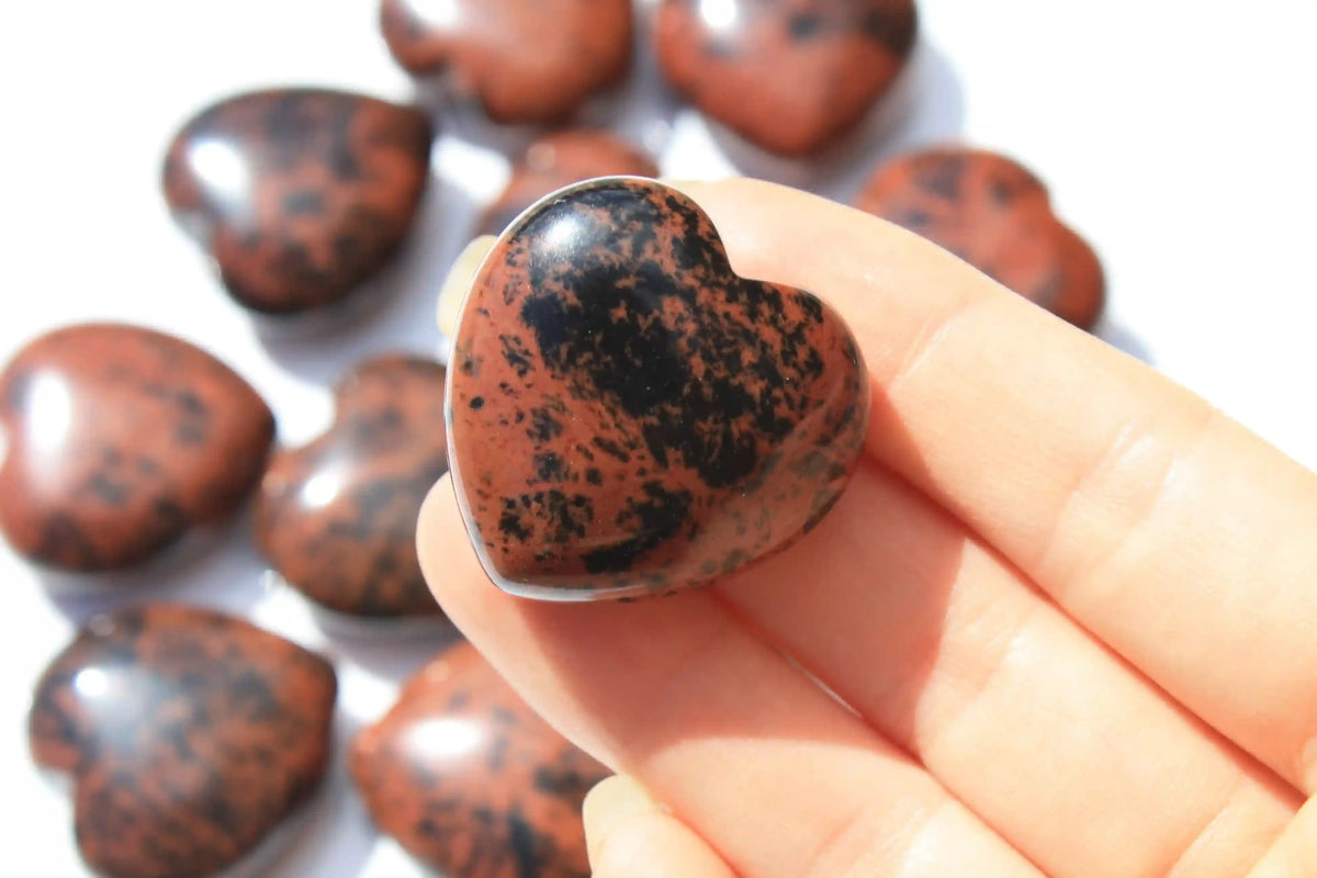 Mahogany Obsidian Hearts, Mahogany Obsidian Crystal, crystal heart. Canadian crystal shop, crystal healing, obsidian quartz, quartz