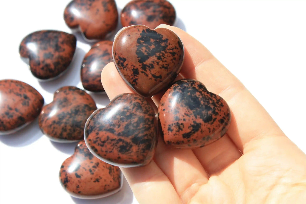 Mahogany Obsidian Hearts, Mahogany Obsidian Crystal, crystal heart. Canadian crystal shop, crystal healing, obsidian quartz, quartz