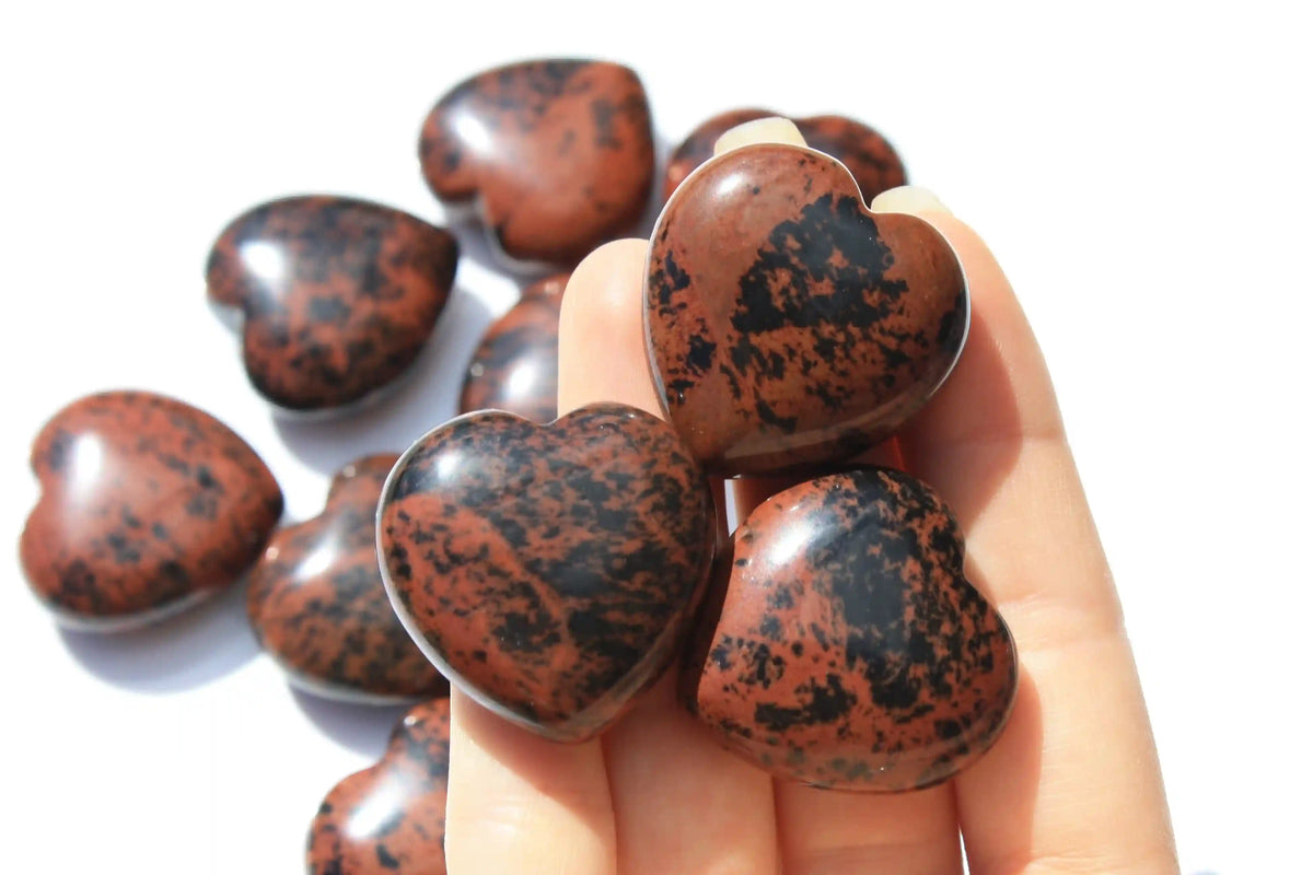 Mahogany Obsidian Hearts, Mahogany Obsidian Crystal, crystal heart. Canadian crystal shop, crystal healing, obsidian quartz, quartz