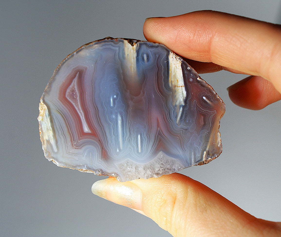 Pink and Blue Swazi Agate Pair with Banding