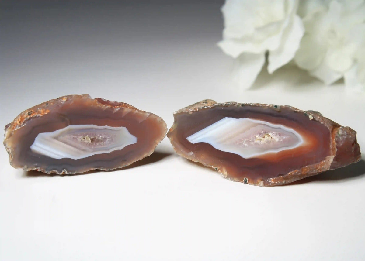Swazi agate, agate pairs, swazi agate pair, orange swazi agate, white swazi agate, pink swazi agate, purple swazi agate, collectors swazi agate