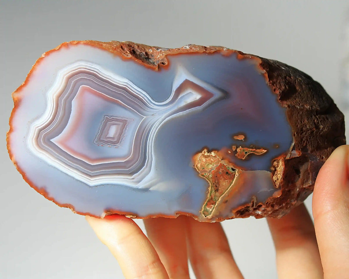 Large Pink and Blue Swazi Agate Pair with Banding