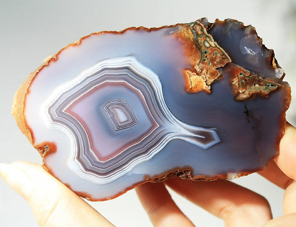 Large Pink and Blue Swazi Agate Pair with Banding