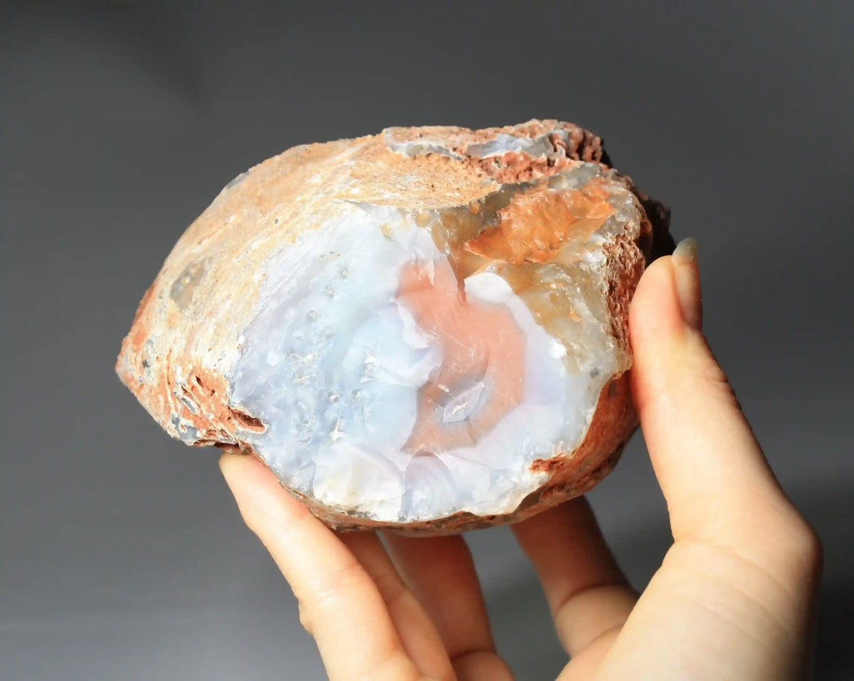 Large Vibrant Pink and Blue Swazi Agate Slice