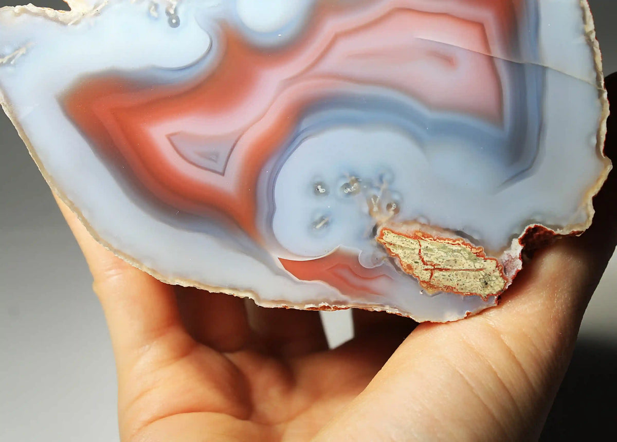 Large Vibrant Pink and Blue Swazi Agate Slice