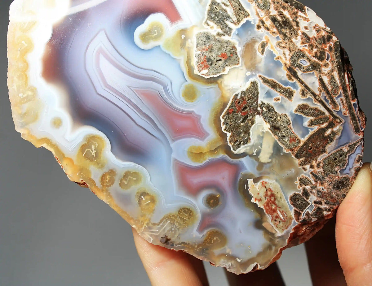 Large Pink and Blue Swazi Agate Pair with Banding