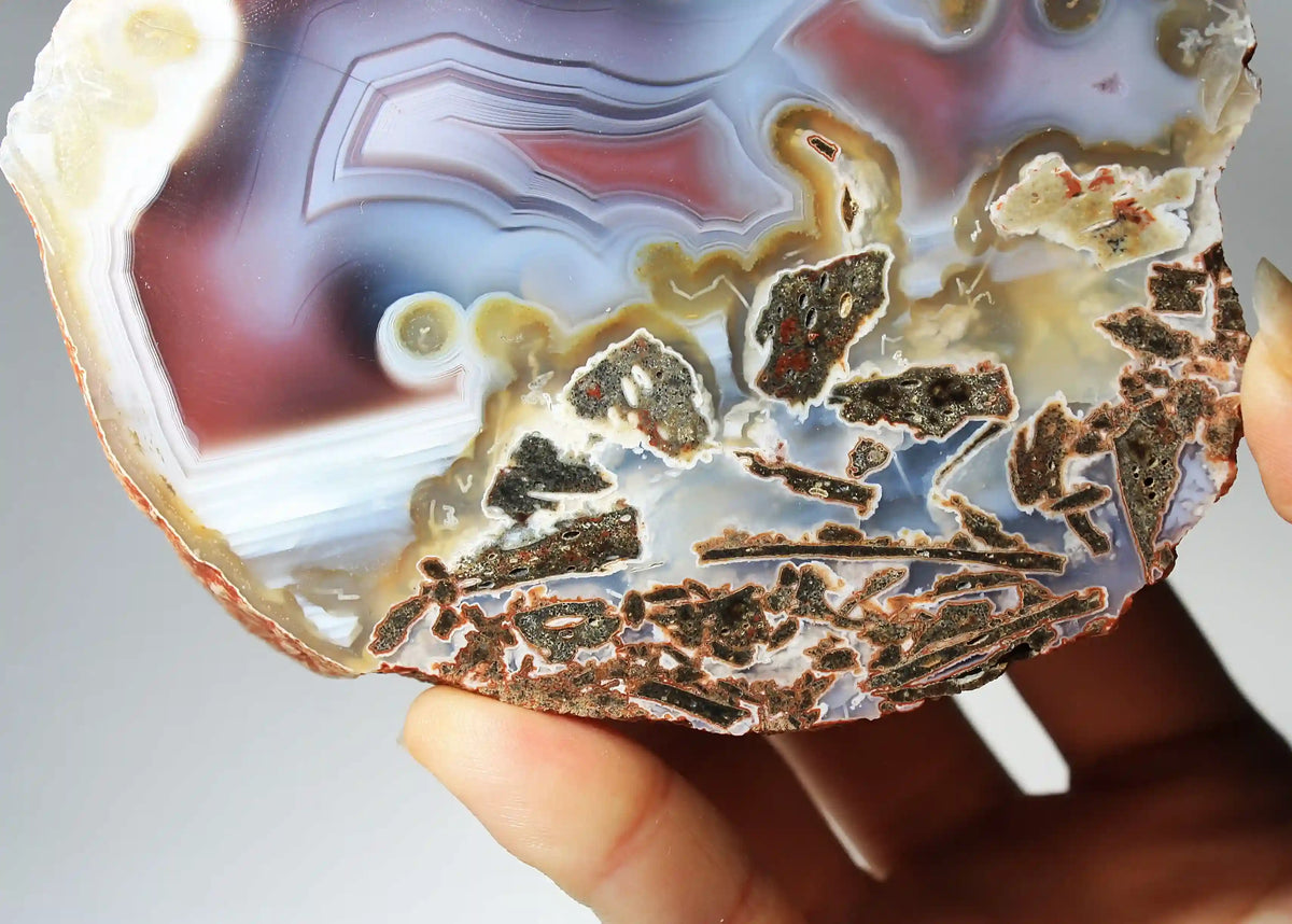 Large Pink and Blue Swazi Agate Pair with Banding