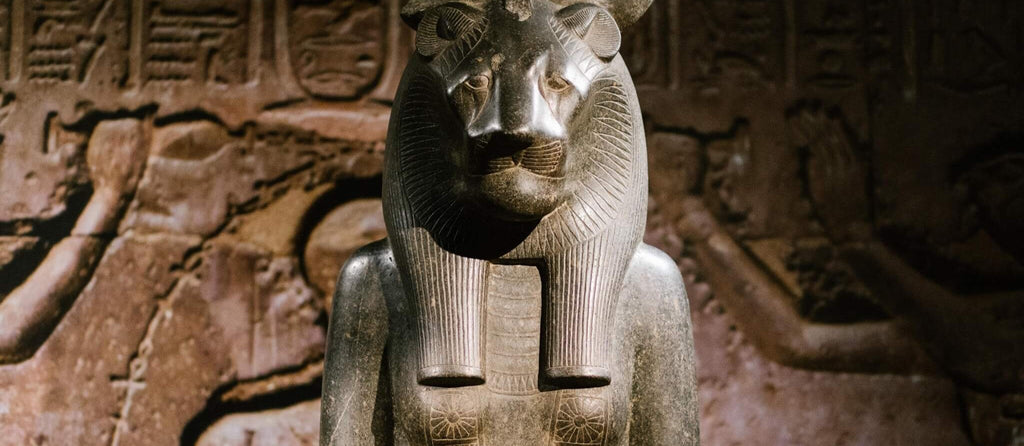 Lion goddess Sekhmet temple stone, rare Egyptian crystal from Karnak Temple with divine feminine power