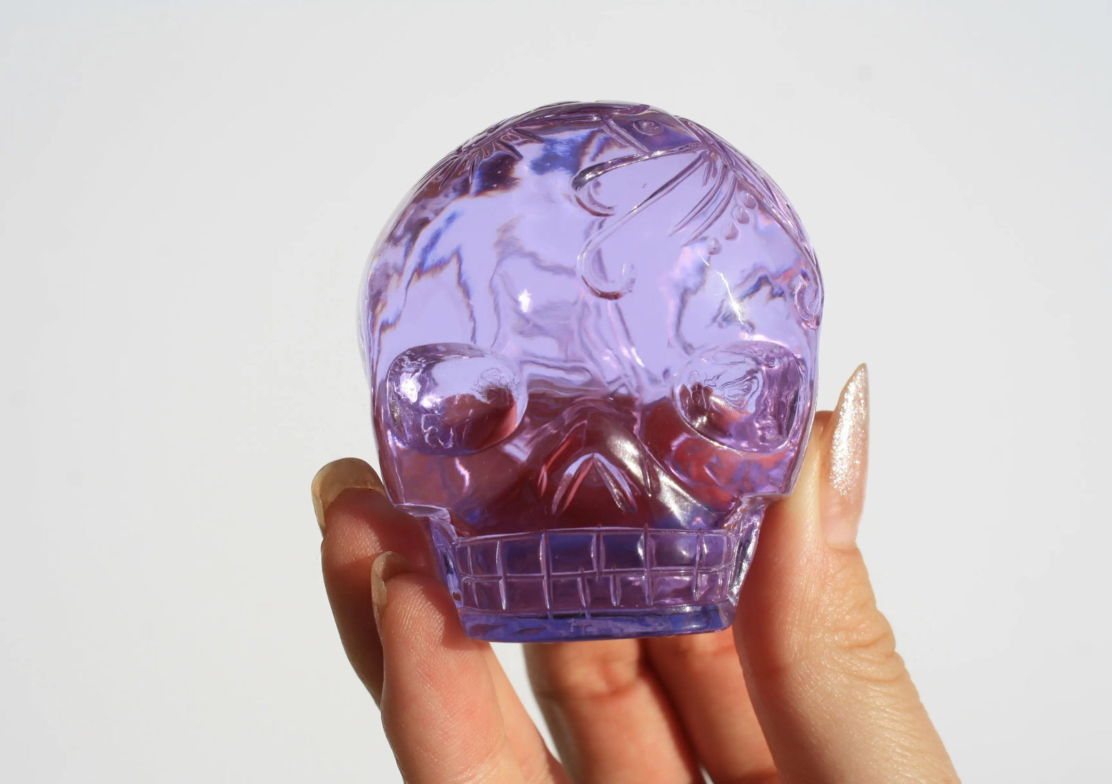 Fairy engraved skull purple obsidian