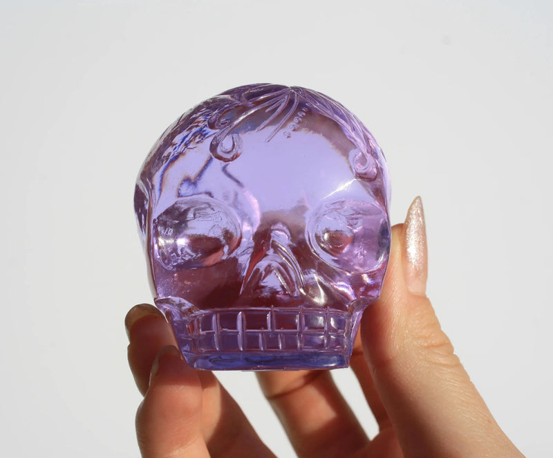 purple obsidian carved fairy skull