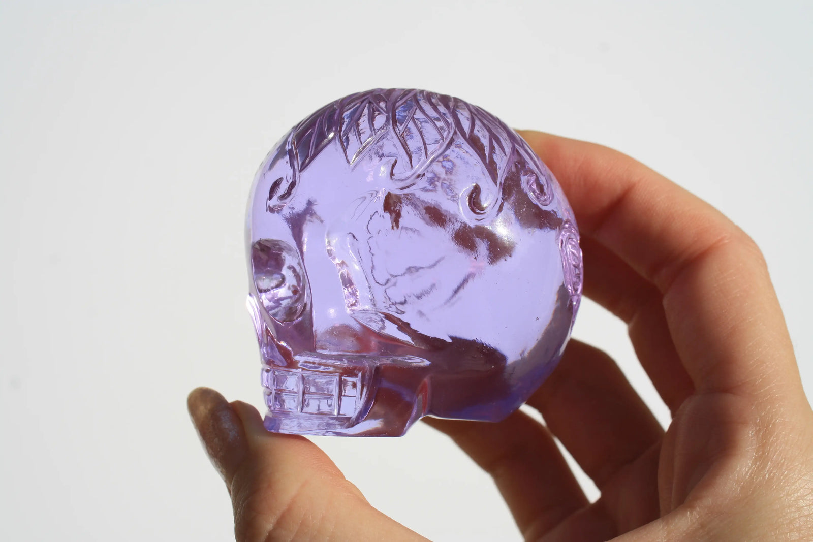 purple obsidian carved fairy skull