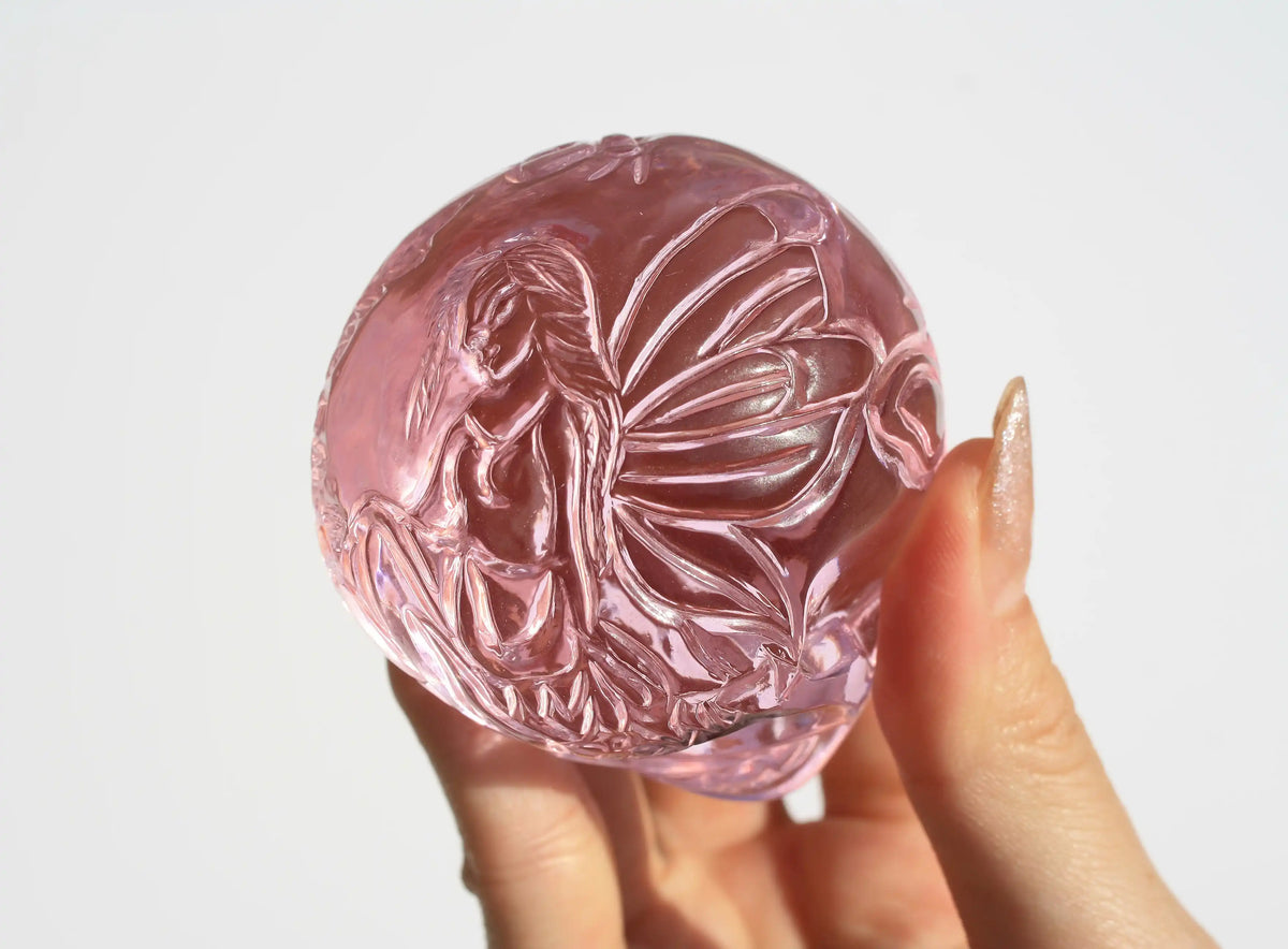 Pink Obsidian Fairy Designed Skull by Vikas Meena