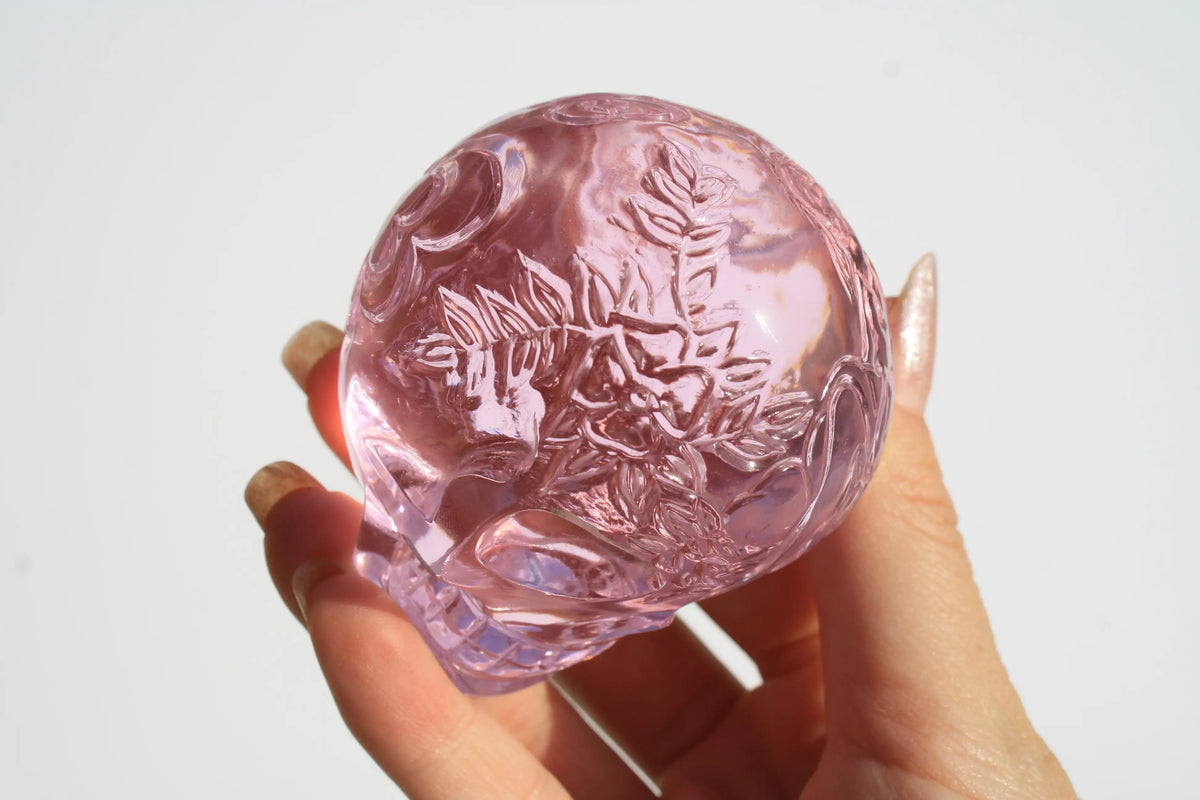 Pink Obsidian Fairy Designed Skull by Vikas Meena