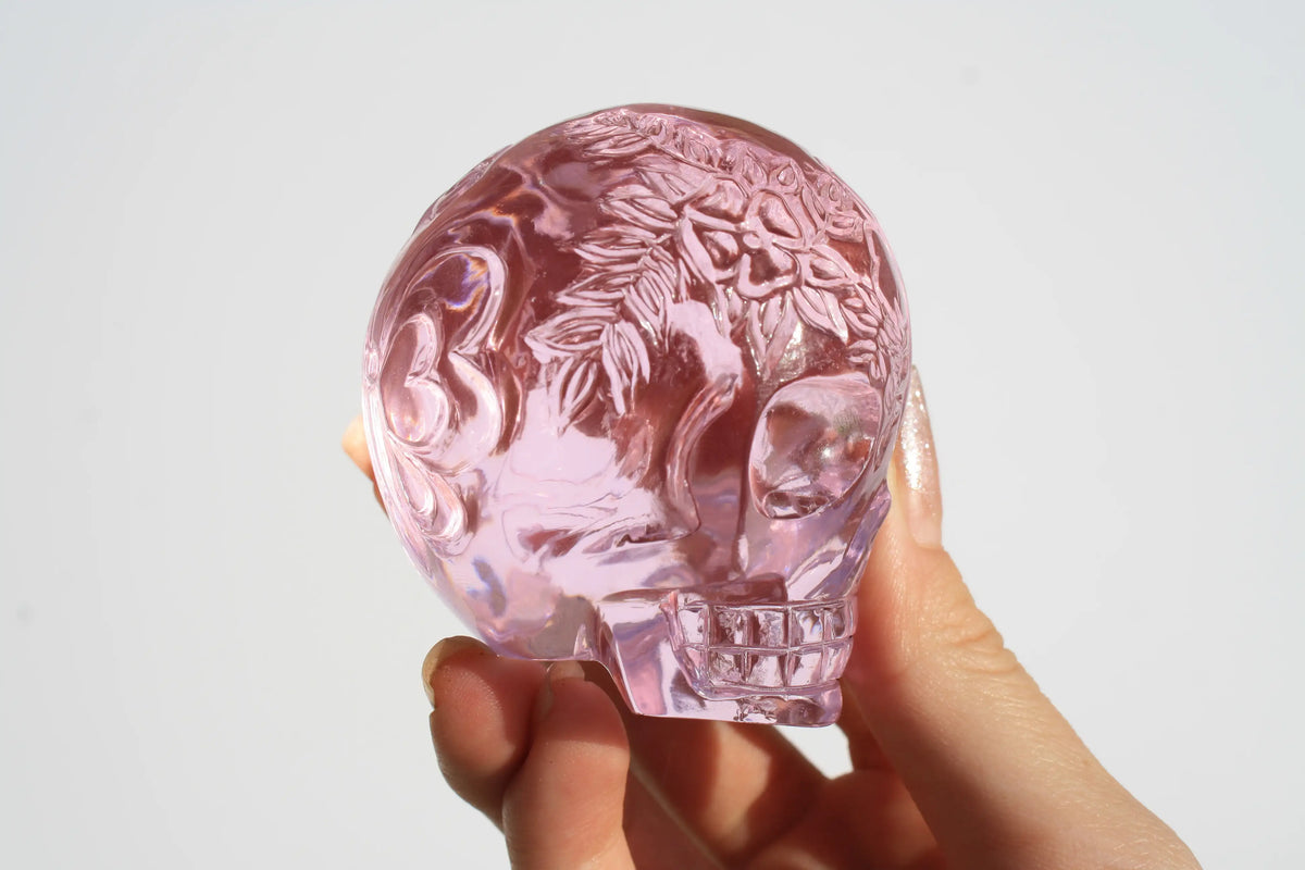 Pink Obsidian Fairy Designed Skull by Vikas Meena