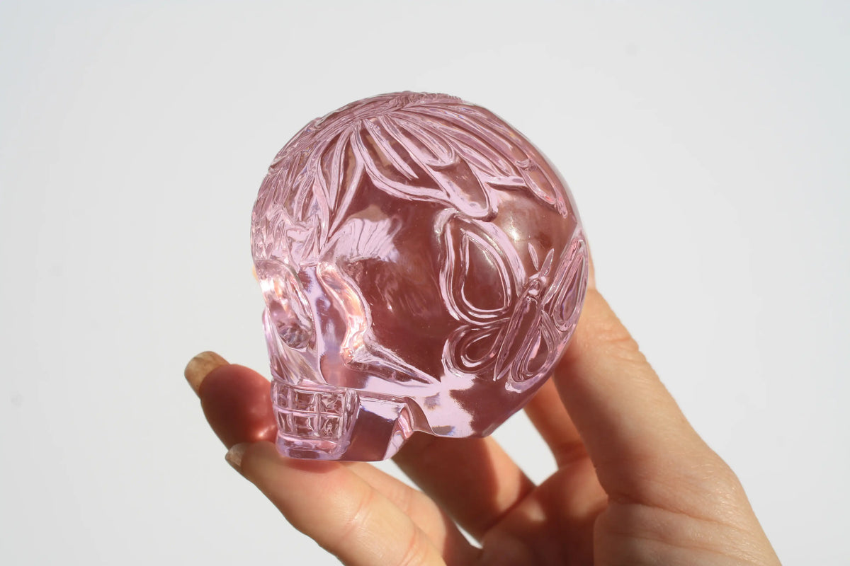 Pink Obsidian Fairy Designed Skull by Vikas Meena