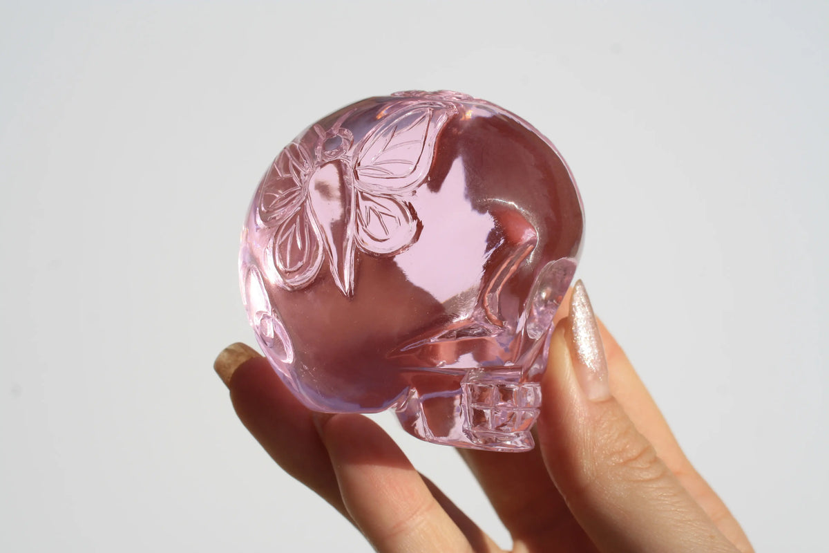 Pink Obsidian Fairy Designed Skull by Vikas Meena