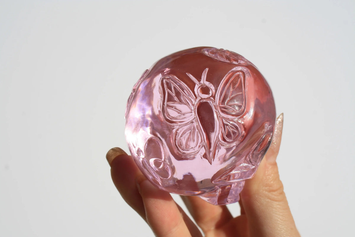 Pink Obsidian Fairy Designed Skull by Vikas Meena