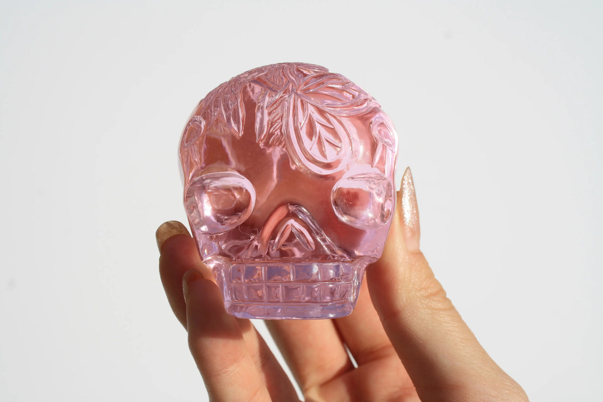 Pink Obsidian Fairy Designed Skull by Vikas Meena