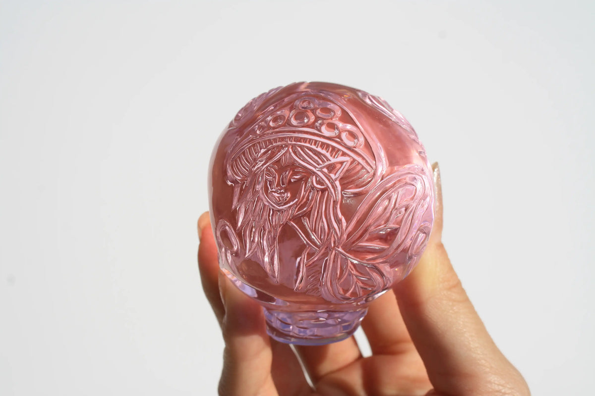 Pink Obsidian Fairy Designed Skull by Vikas Meena