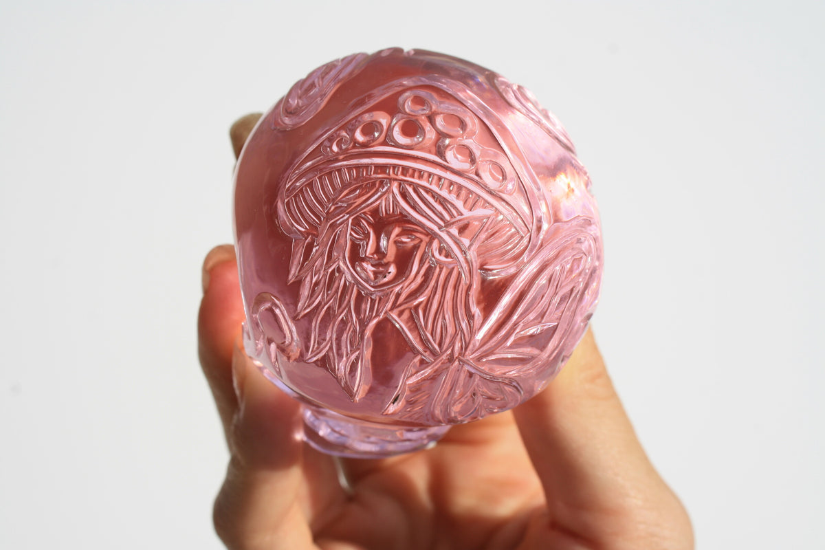 Pink Obsidian Fairy Designed Skull by Vikas Meena