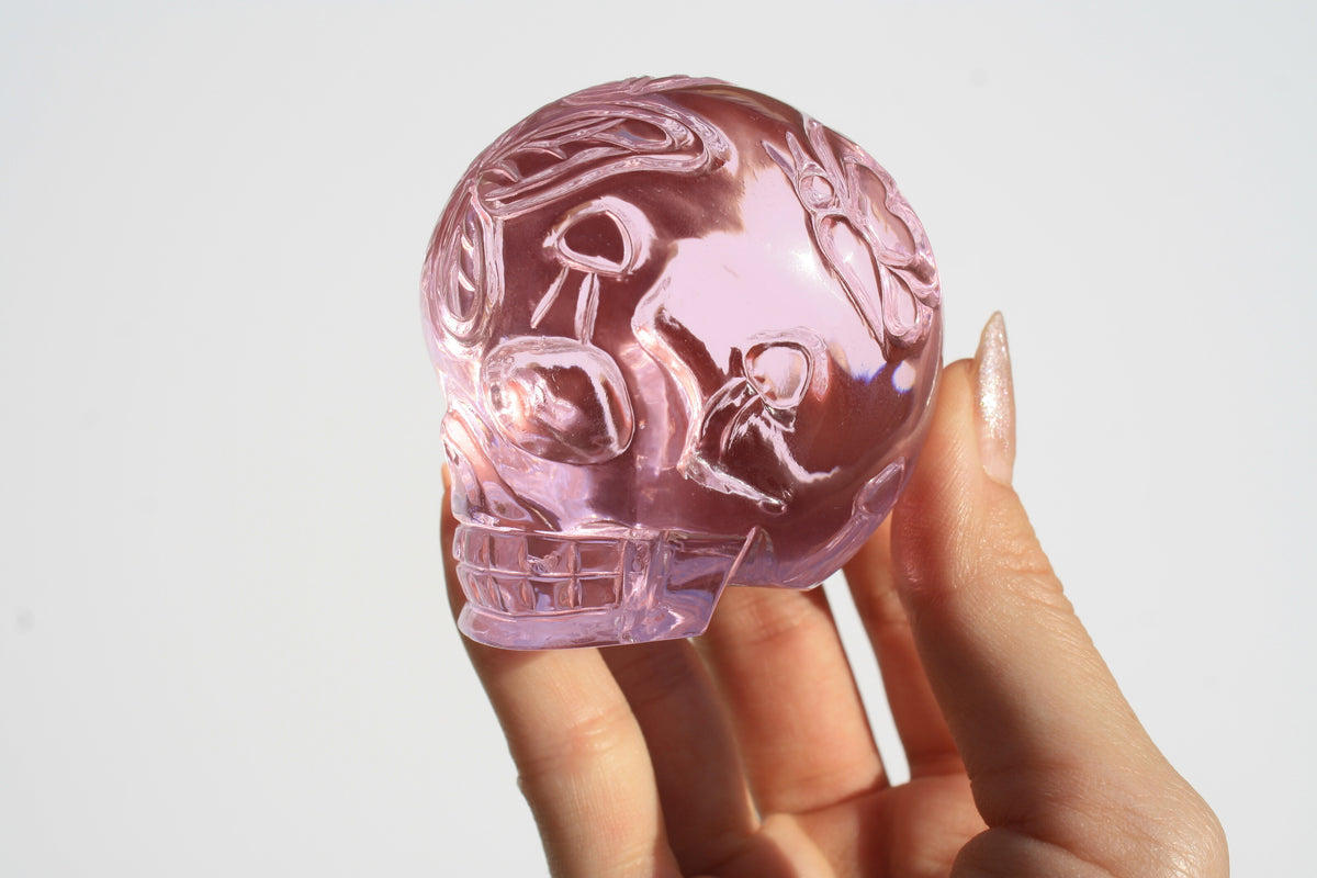 Pink Obsidian Fairy Designed Skull by Vikas Meena
