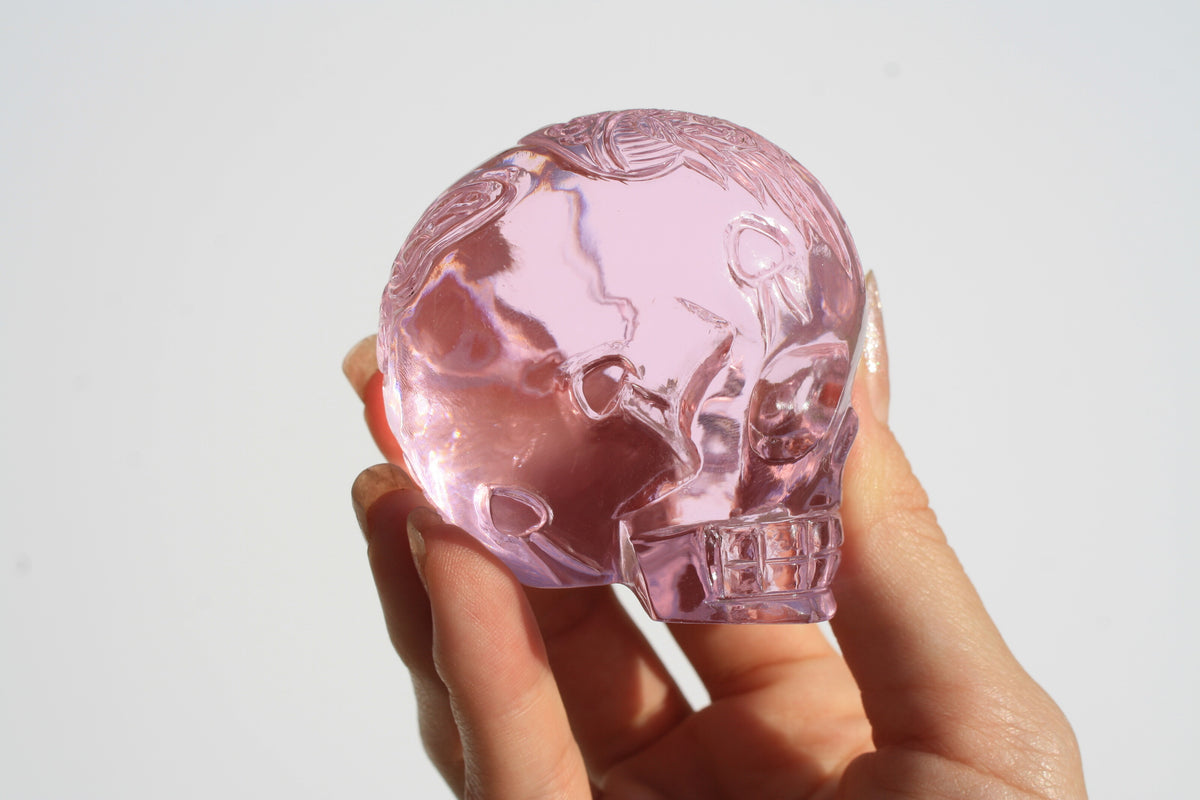 Pink Obsidian Fairy Designed Skull by Vikas Meena
