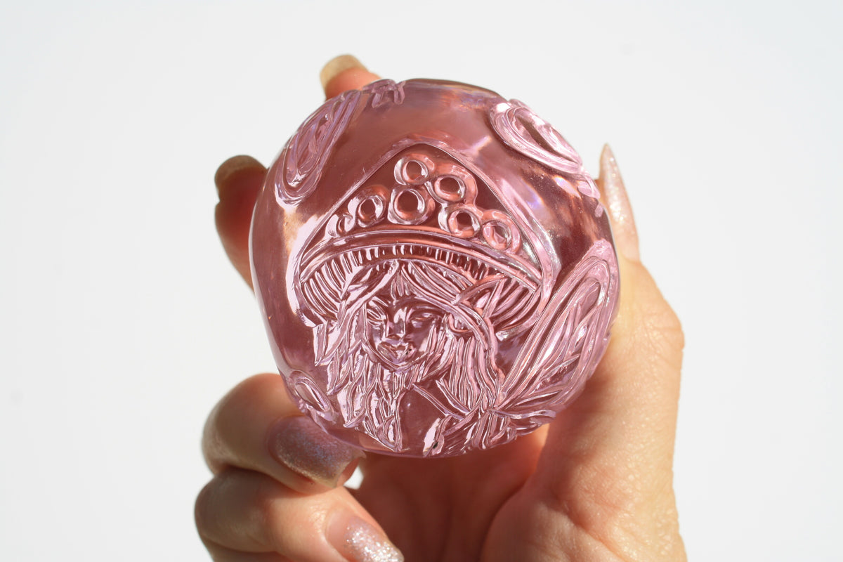 Pink Obsidian Fairy Designed Skull by Vikas Meena