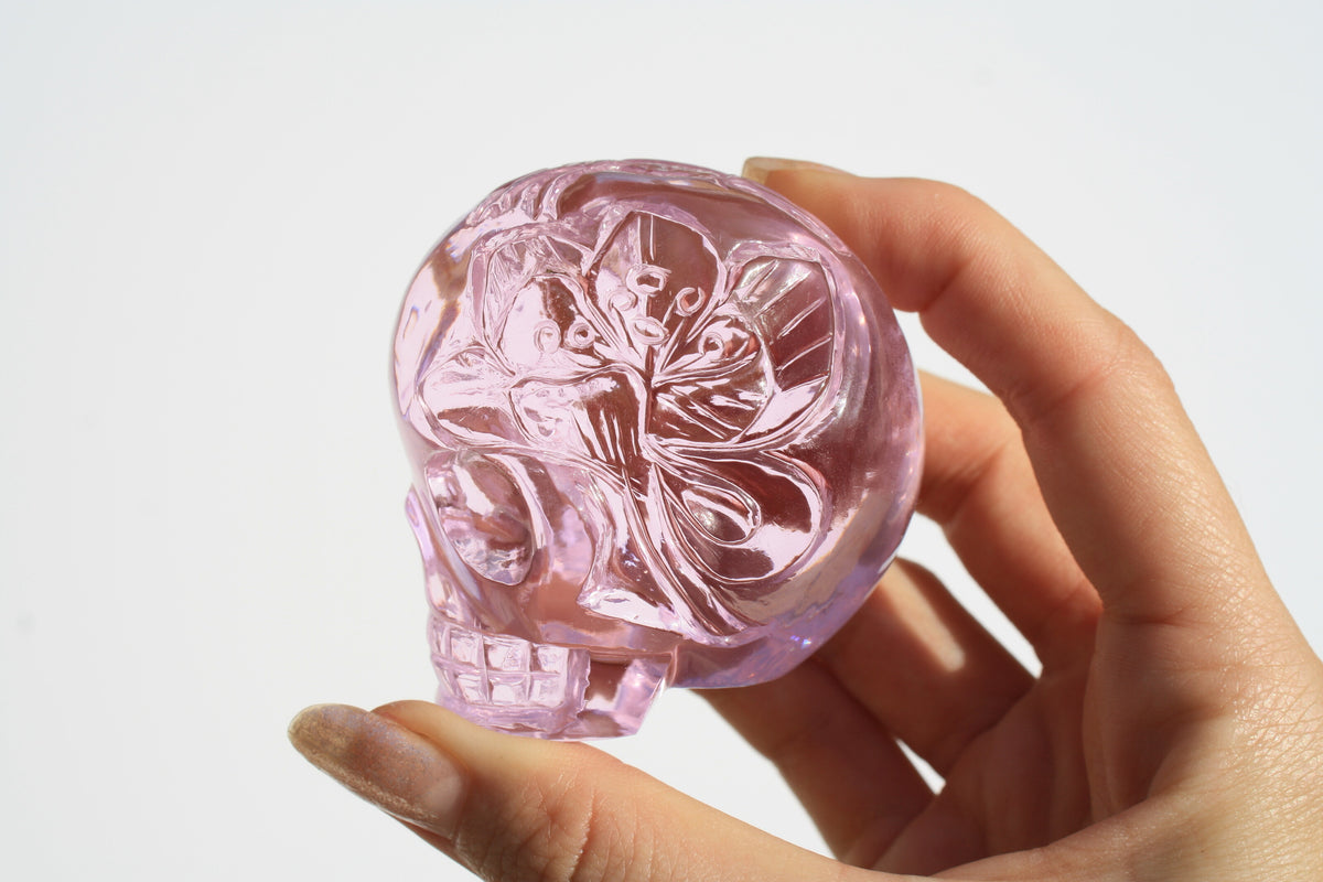 Pink Obsidian Fairy Designed Skull by Vikas Meena