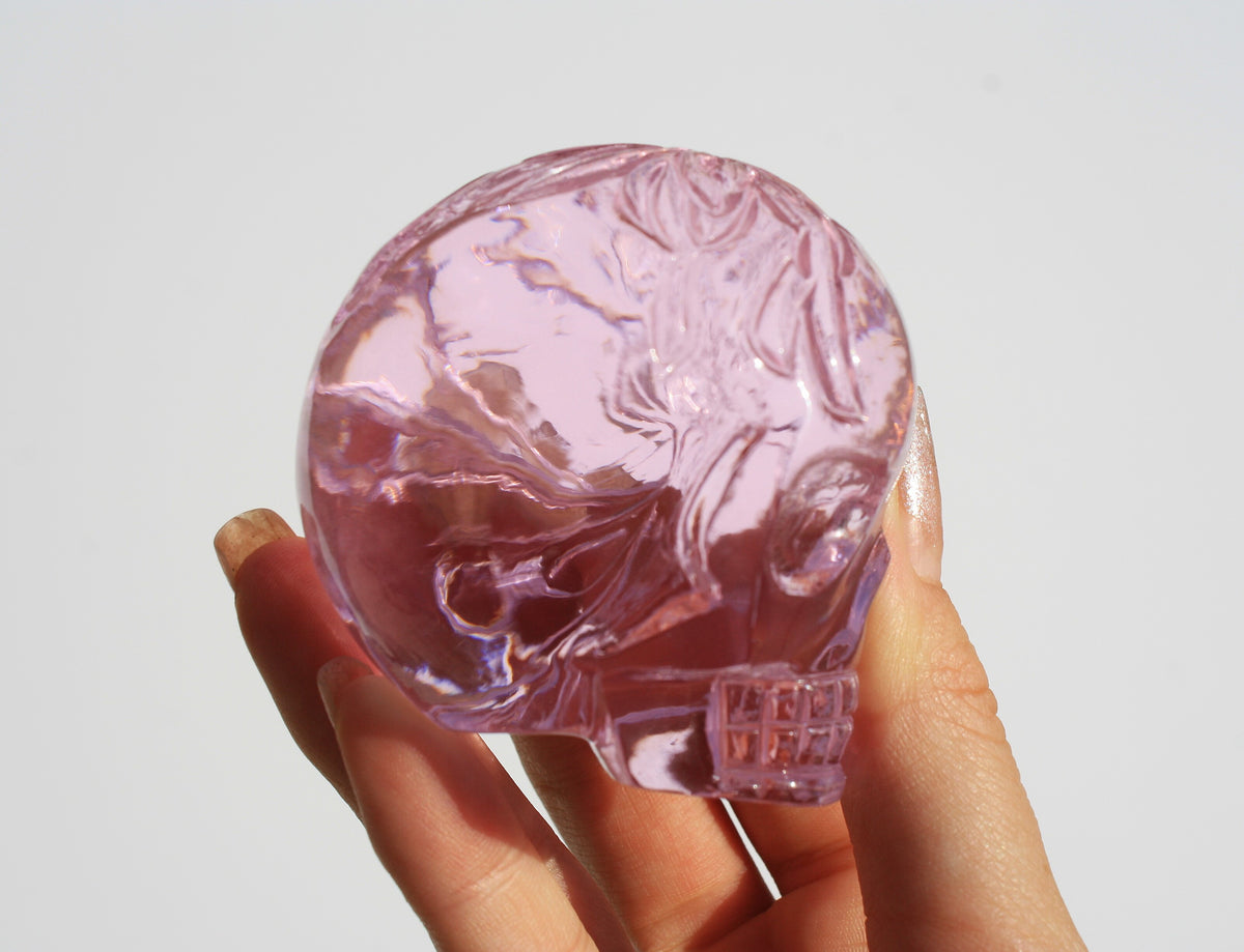 Pink Obsidian Fairy Designed Skull by Vikas Meena