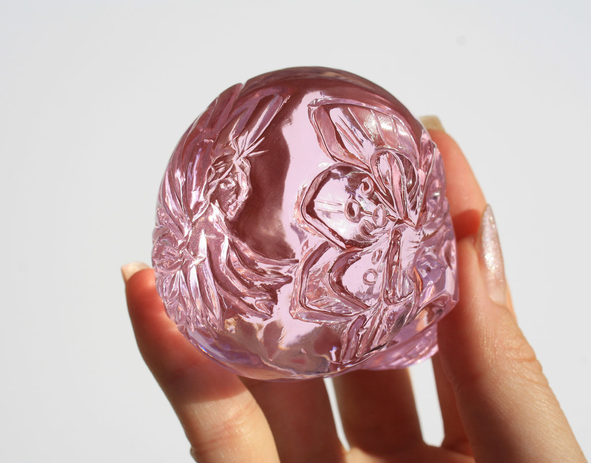 Pink Obsidian Fairy Designed Skull by Vikas Meena