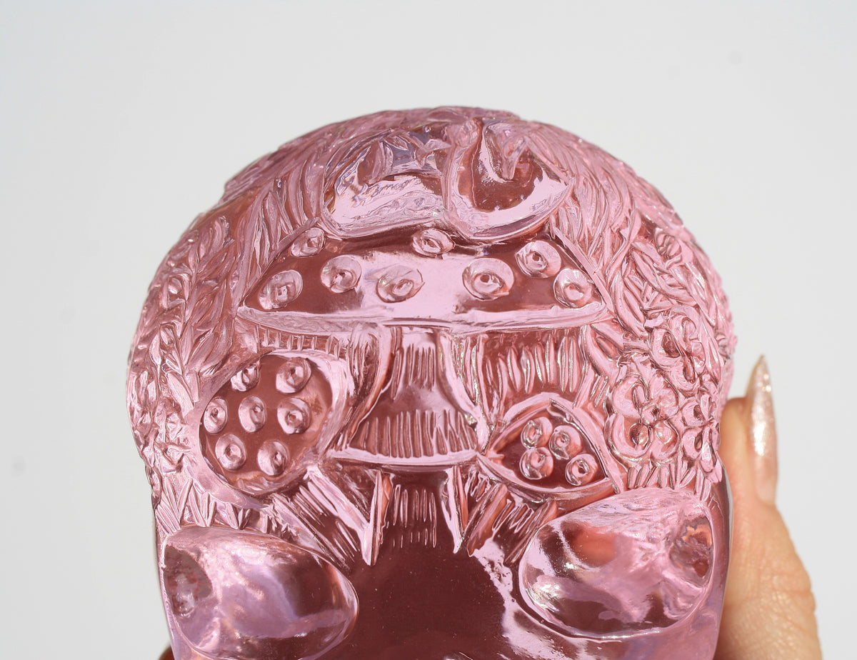Medium Pink Obsidian Fairy Designed Skull by Vikas Meena